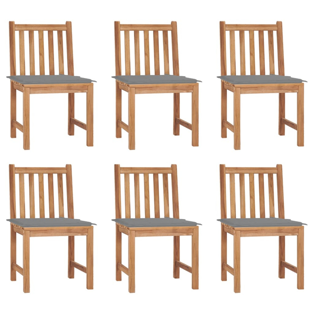 Chaises de jardin lot de 6 avec coussins bois de teck massif