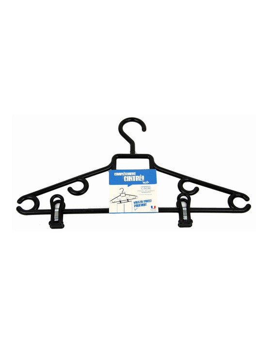 Cintre plastique noir à pinces réglables