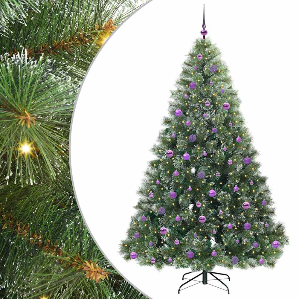 Sapin de noël artificiel avec 300 led vert 210 cm pe et pvc