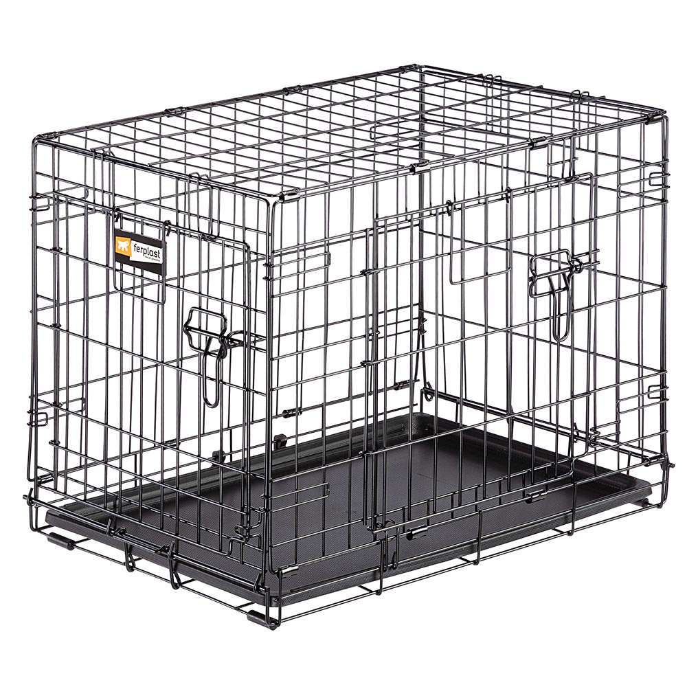 Ferplast cage de transport pliable pour chiens dog-inn 60, enclos pour chiots, transport en métal séparation inclus, porte double