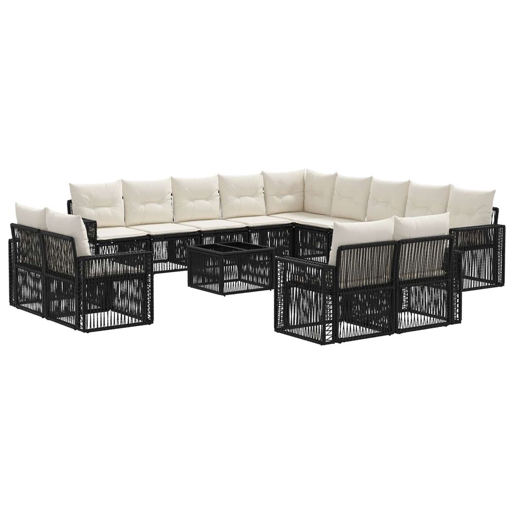 Ensemble de canapé de jardin 14 pc noir et blanc crème