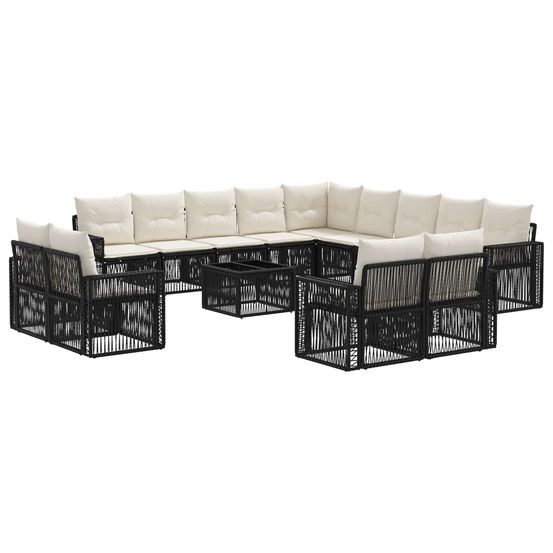 Ensemble de canapé de jardin 14 pc noir et blanc crème