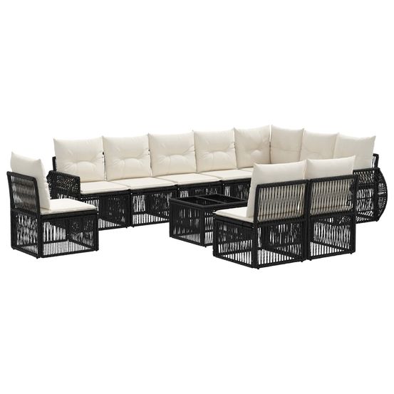Ensemble de canapé de jardin 11 pc noir et blanc crème