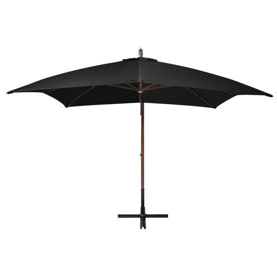 Parasol de jardin suspendu avec mât noir bois de sapin massif