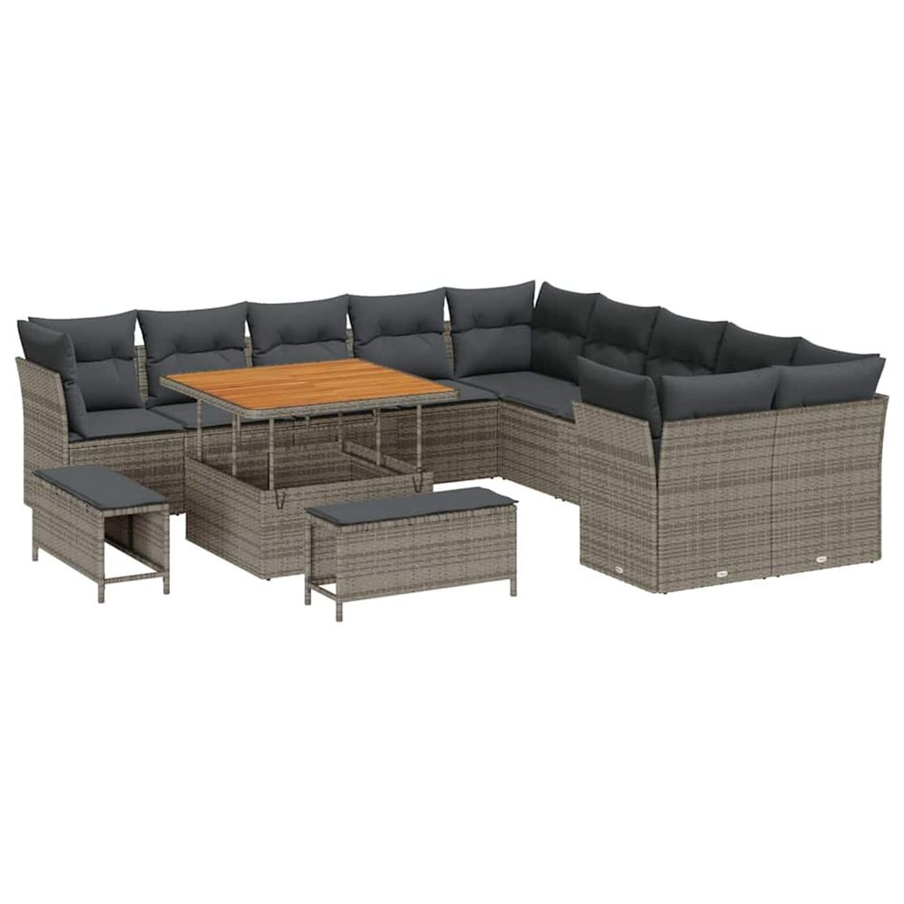 Ensemble de canapé de jardin 13 pc gris polyrotin