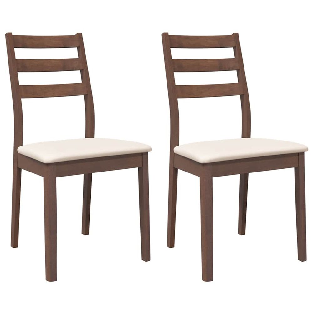 Chaises à manger coussins 2 pcs marron bois massif caoutchouc
