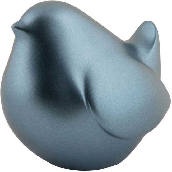 Statue en résine effet métalisé fat bird bleu métalisé
