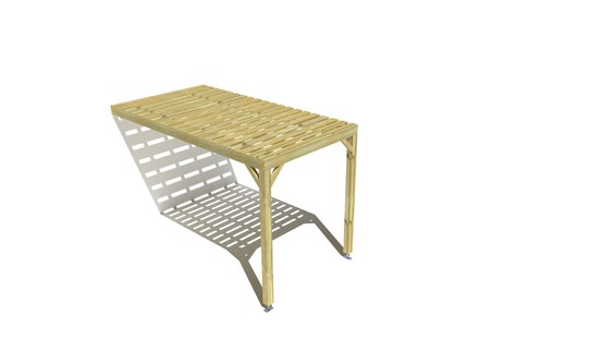 Pergola bois • 2m x 4m • adossée • sens profondeur • platelage bois • livraison comprise