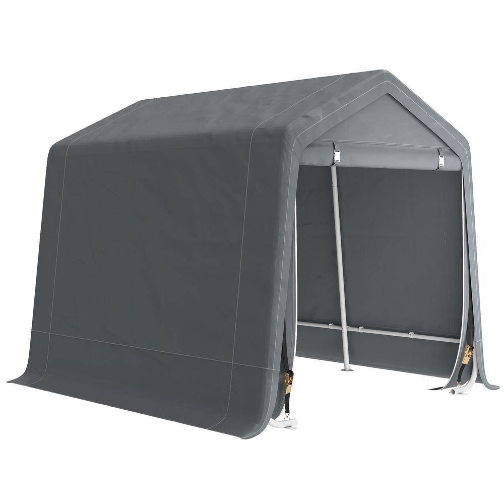 Tente de jardin métal pe abri vélos extérieur double porte zippée 240x200cm gris foncé - comfortxl outdoor living
