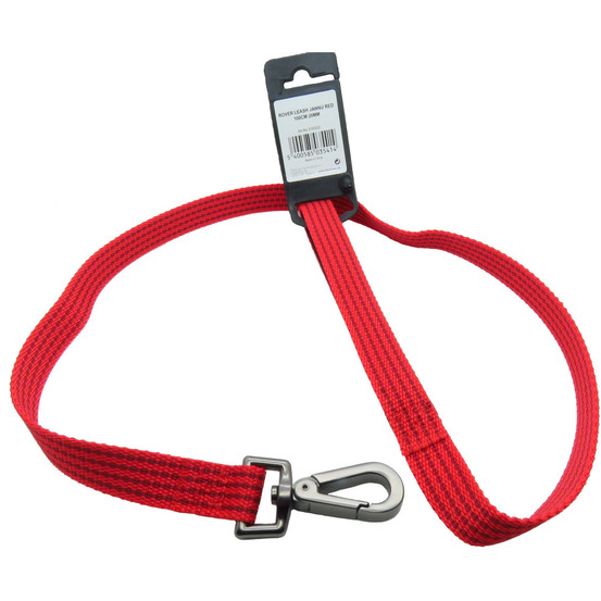 Laisse jannu rouge 1 mètre x 20 mm pour chien.