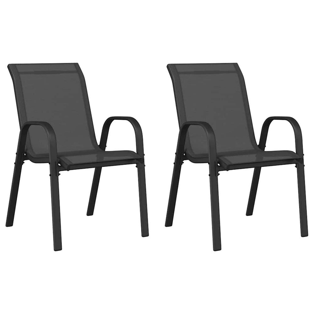 Chaises empilables de jardin lot de 2 noir tissu textilène