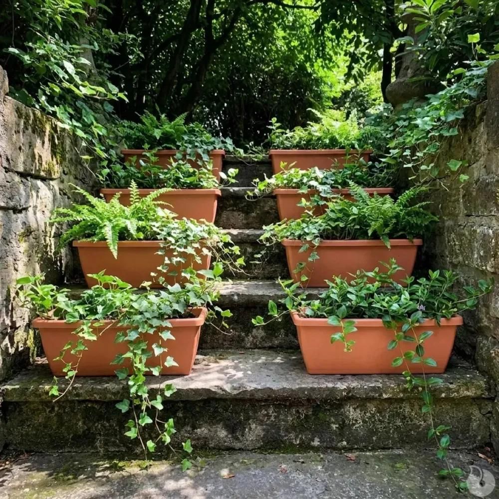 Lot de 8 balconnières elho® 70x16cm en plastique effet terre cuite