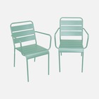 Lot de 2 fauteuils intérieur / extérieur en métal peinture antirouille empilables coloris vert jade