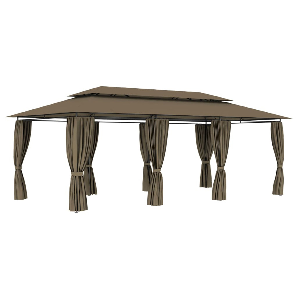 Belvédère avec rideaux 600x298x270 cm taupe 180 g/m²