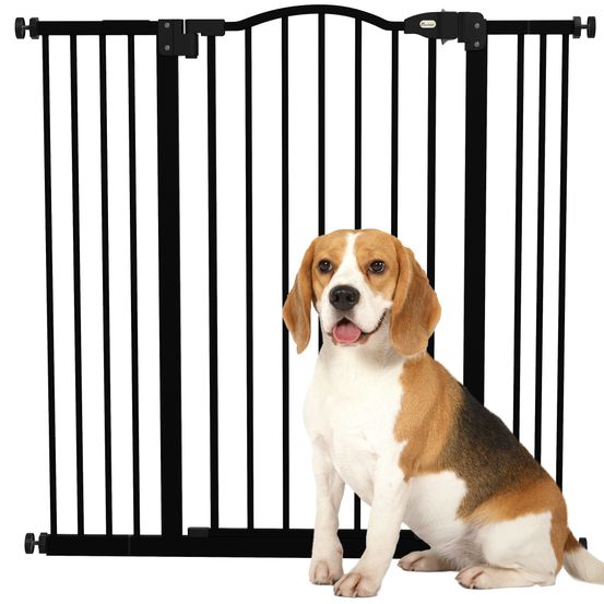Barrière extensible pour chien métal intérieur sans perçage avec porte 74-100x94cm noir - comfortxl pet living