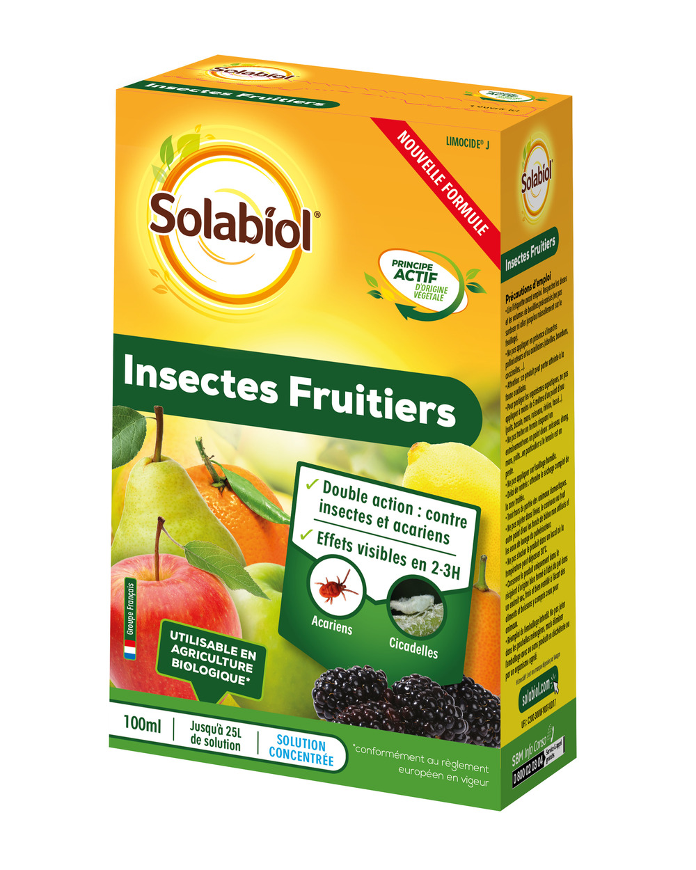 Solifruit100 - anti-insectes fruitiers- etui 100 ml- utilisable en agriculture biologique