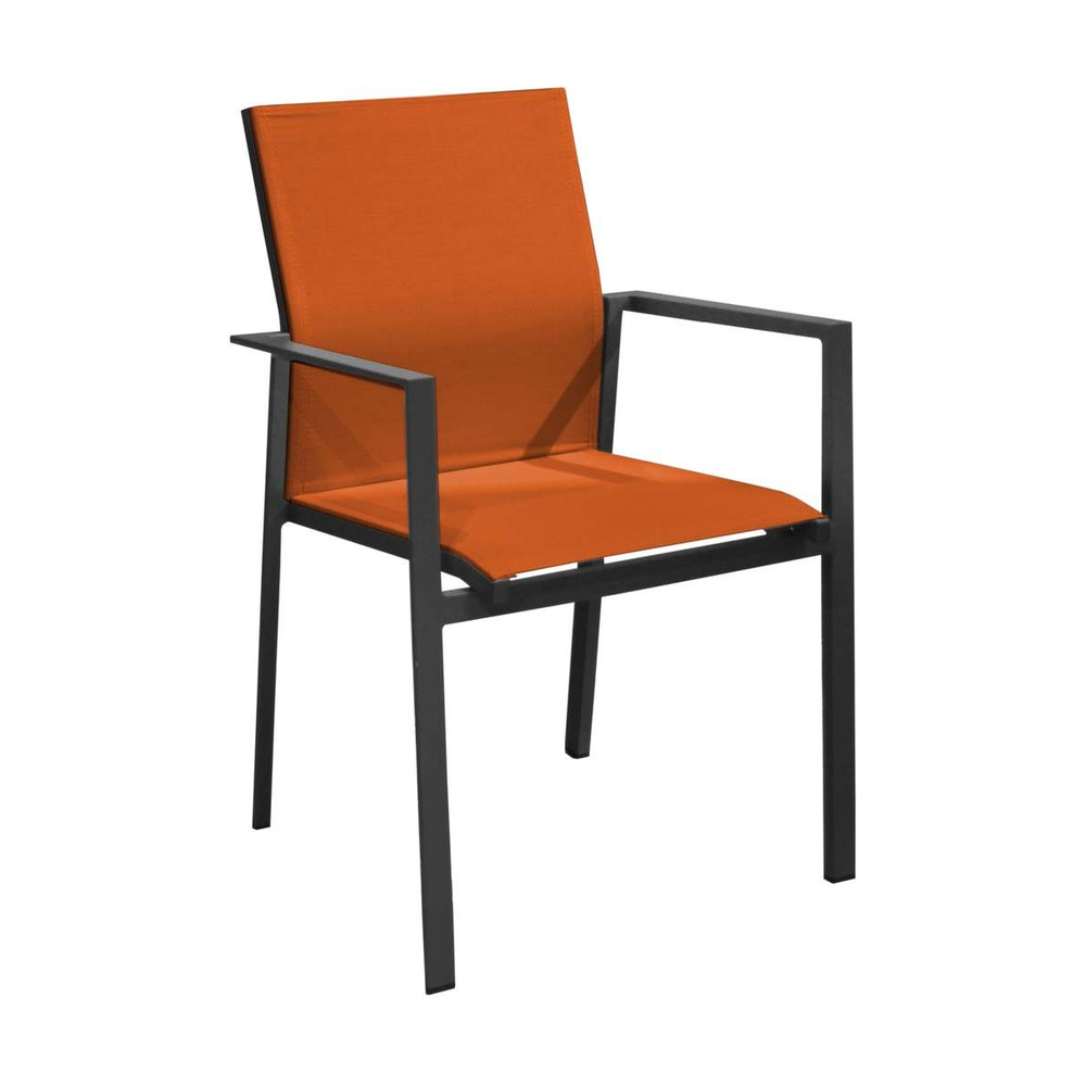 Fauteuil de jardin empilable delia graphite, paprika