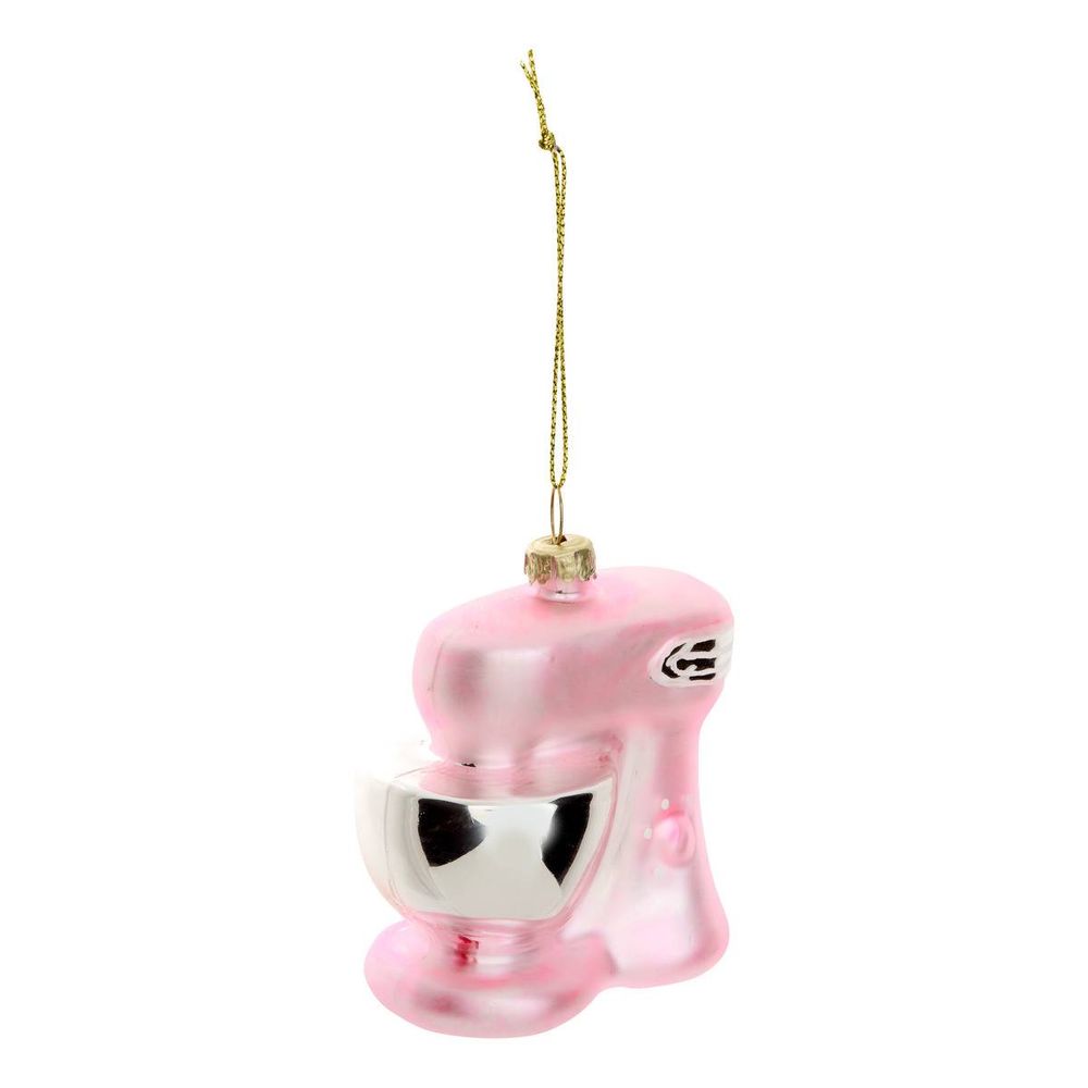 Suspension de sapin robot mixeur en verre rose 7 cm