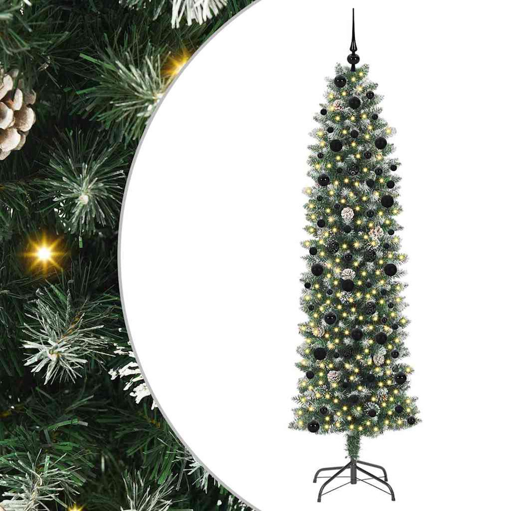 Arbre de noël artificiel slim avec 300 led vert et blanc 240 cm