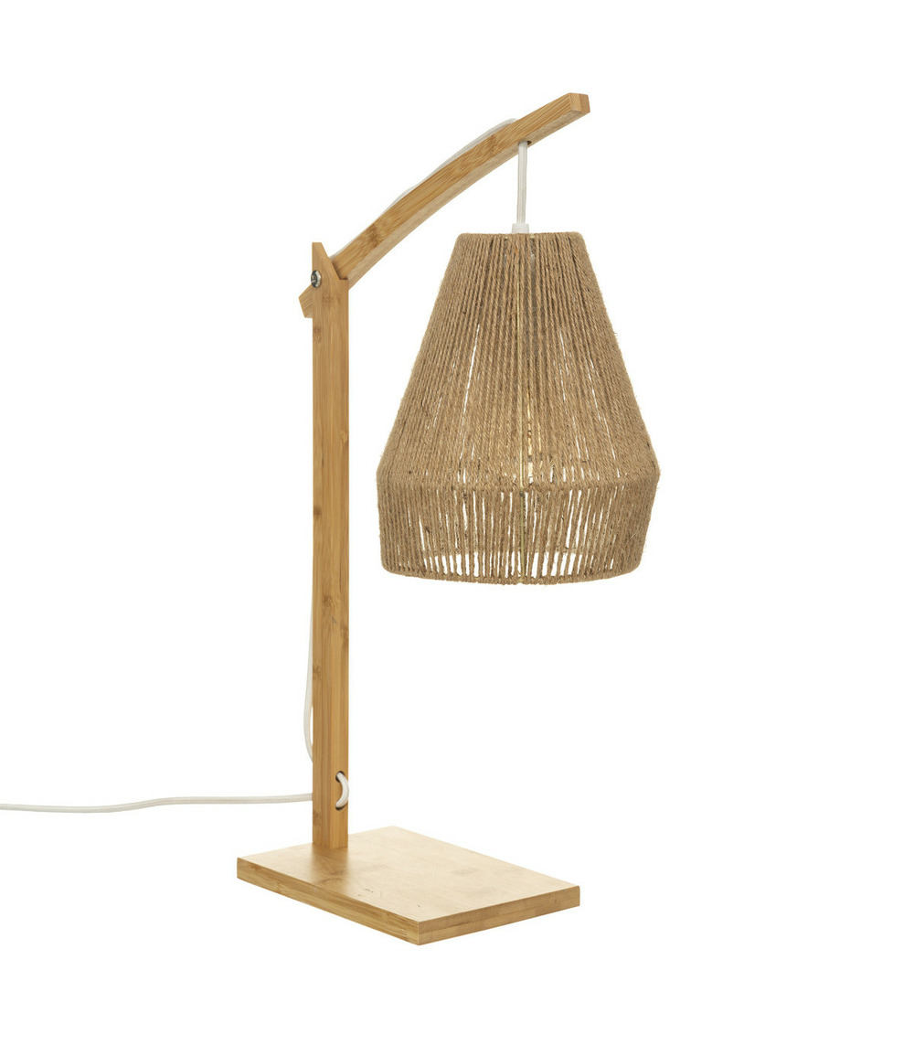 Lampe à poser en bambou et chanvre h 55 cm