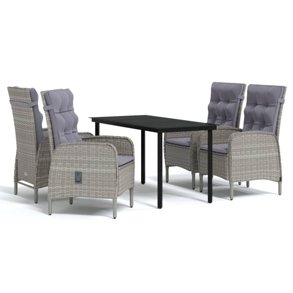 Ensemble à manger de jardin et coussins 5pcs gris/noir