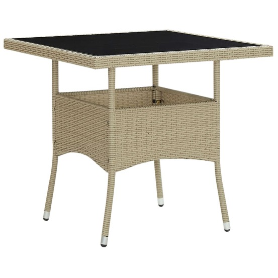 Ensemble à manger de jardin 3 pcs beige résine tressée et verre