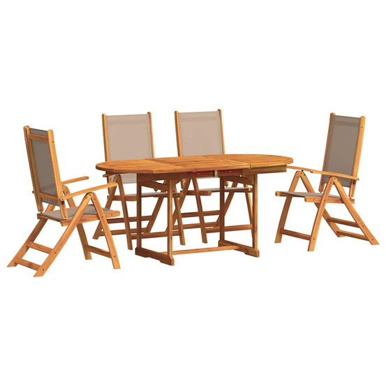 Ensemble à manger de jardin 5pcs bois d'acacia solide textilène