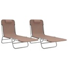 Chaises longues pliables 2 pcs marron textilène et acier