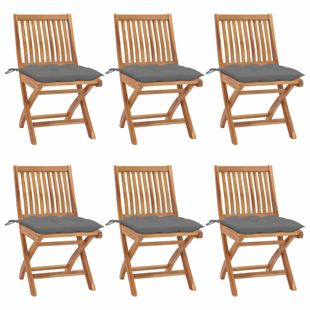 Chaises pliables de jardin avec coussins lot de 6 bois de teck