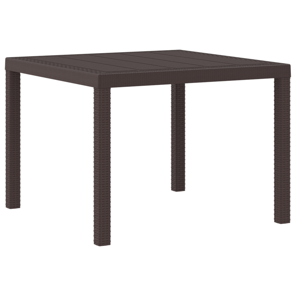 Table de jardin marron 100x100x73 cm en poly rotin
