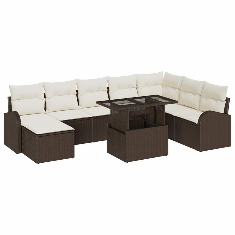 Ensemble de canapé de jardin 9 pc marron poly rotin