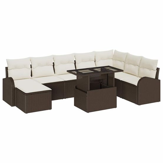Ensemble de canapé de jardin 9 pc marron poly rotin