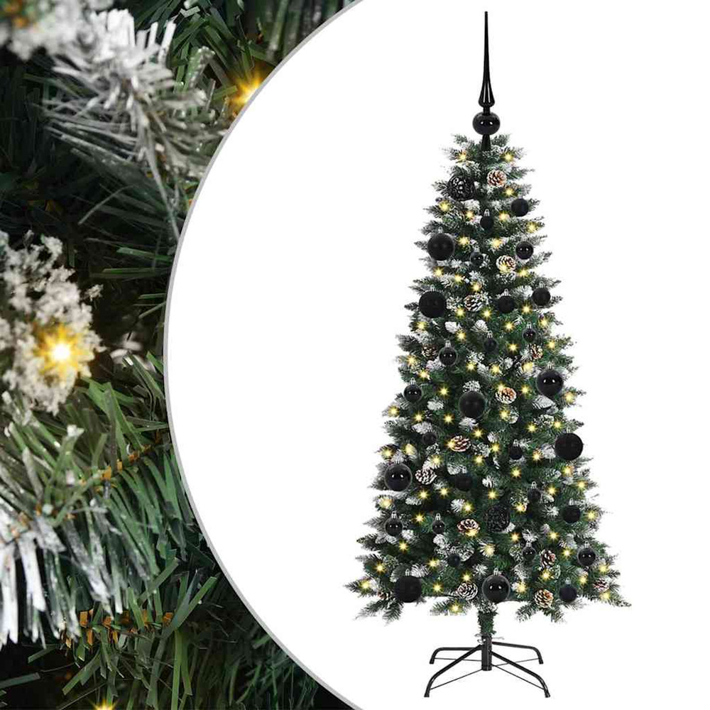 Sapin de noël artificiel vert 120 cm pvc, plastique et acier