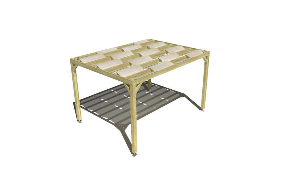Pergola bois • 4m x 3m • indépendante • sens largeur • voilage semi-transparent inclus • livraison comprise