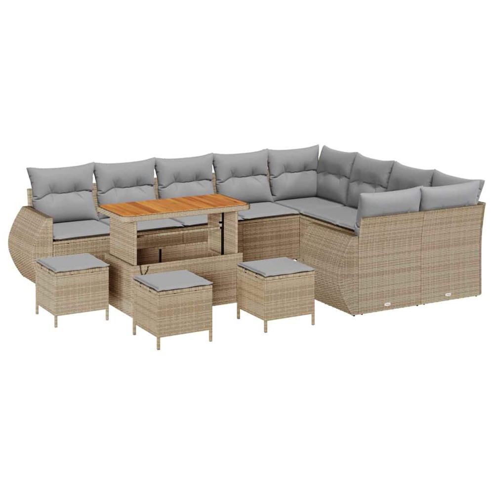Ensemble de canapé de jardin 13 pcs beige et gris clair