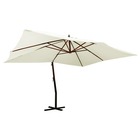 Parasol meuble de jardin en porte-à-fau x avec mât en bois 400 x 300 cm blanc sable