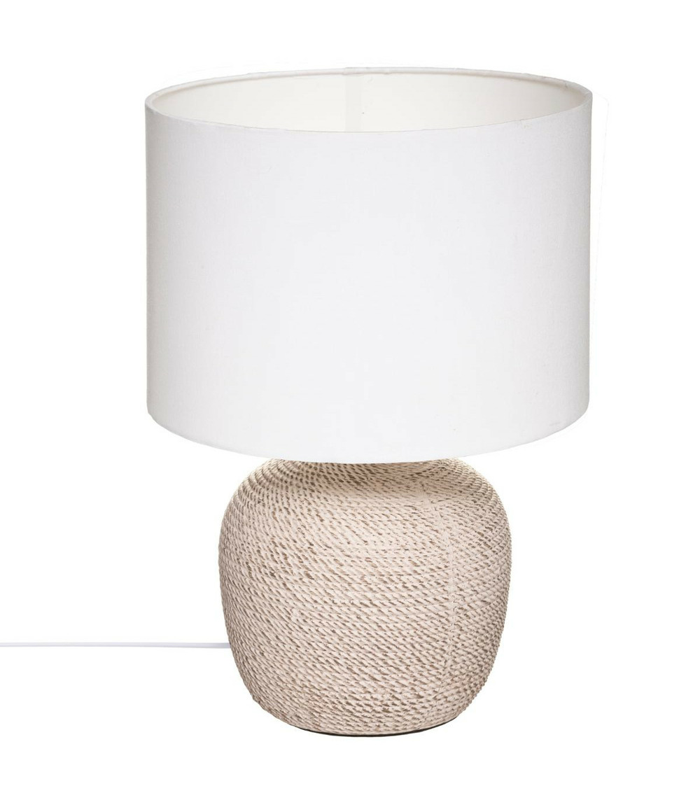Lampe à poser en céramique beige et abat jour blanc h 39. 5 cm