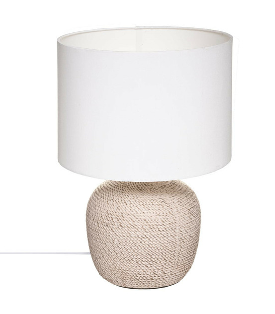 Lampe à poser en céramique beige et abat jour blanc h 39.5 cm