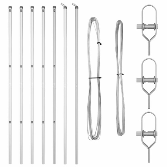 Poteaux de clôture 7 pcs argent ø32mm 150 cm acier galvanisé