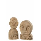Set de 2 masques africains en bois naturel 6x13x29 cm