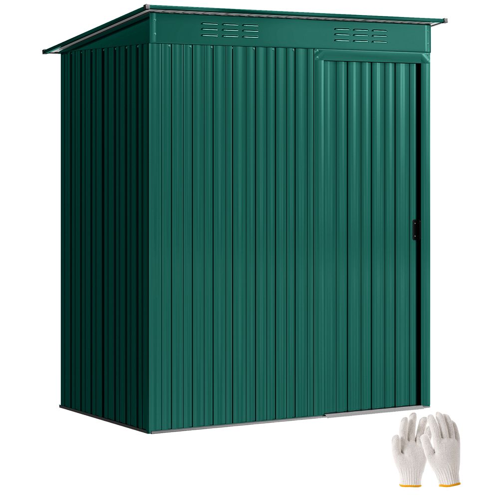 Abri de jardin acier aluminium extérieur rangement vélos coulissant 159x106x181cm vert - comfortxl outdoor living