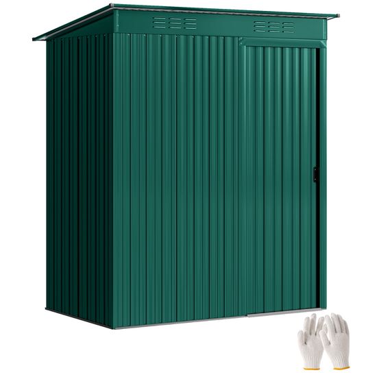 Abri de jardin acier aluminium extérieur rangement vélos coulissant 159x106x181cm vert - comfortxl outdoor living