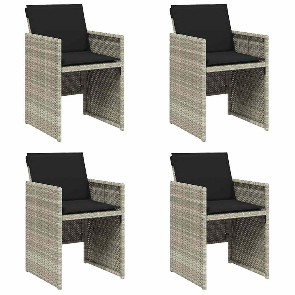 Chaises de jardin avec coussins lot de 4 gris clair poly rotin