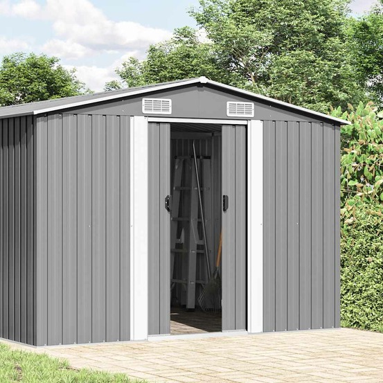 Abri de jardin gris 257x779x181 cm acier galvanisé
