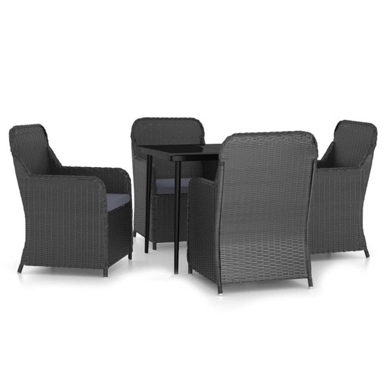 Ensemble à manger de jardin avec coussins 5 pcs noir