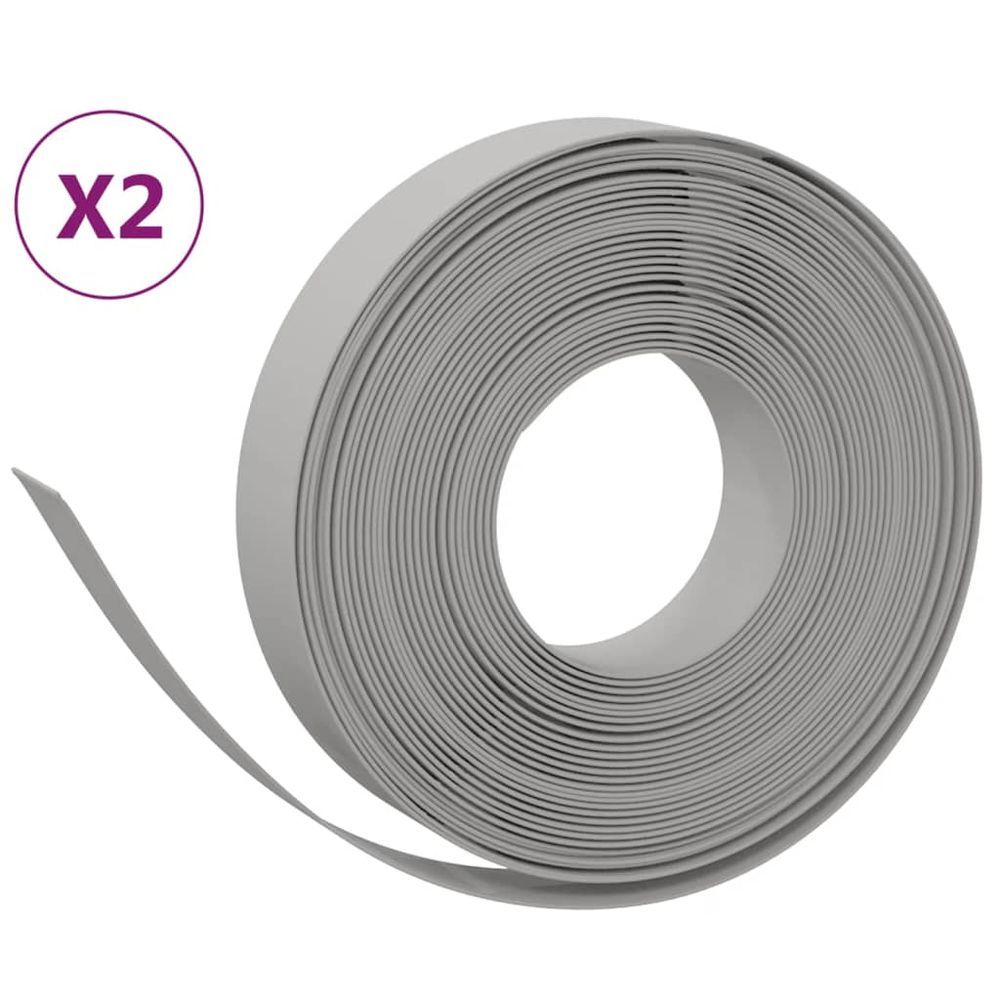 Bordures de jardin 2 pcs gris 10 m 10 cm polyéthylène