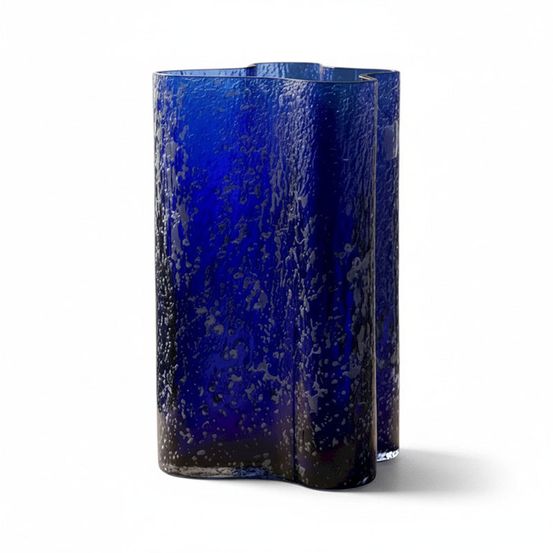 Vase volcanique bleu verre 20x20x30cm