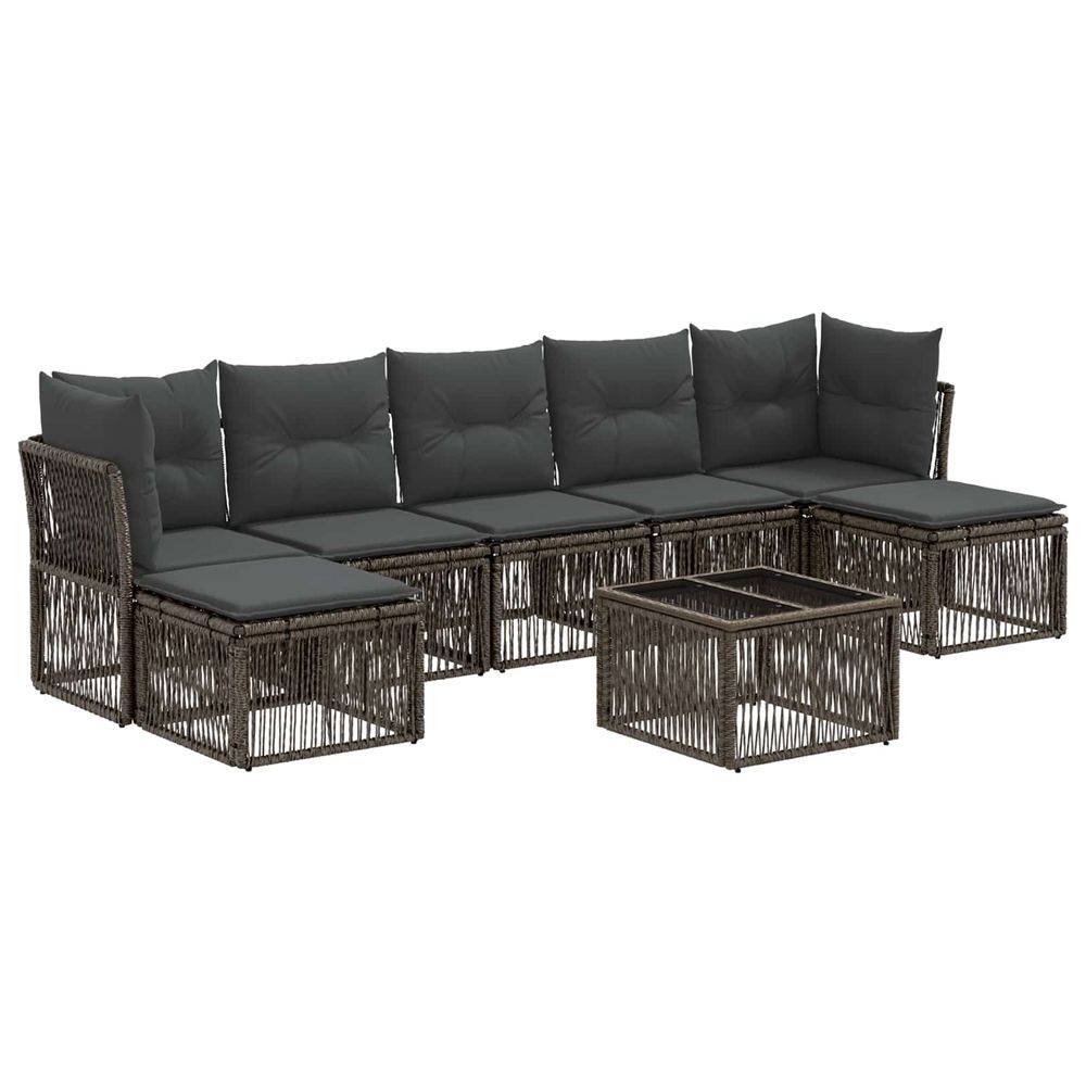 Ensemble de canapé de jardin 8 pc gris polyrotin