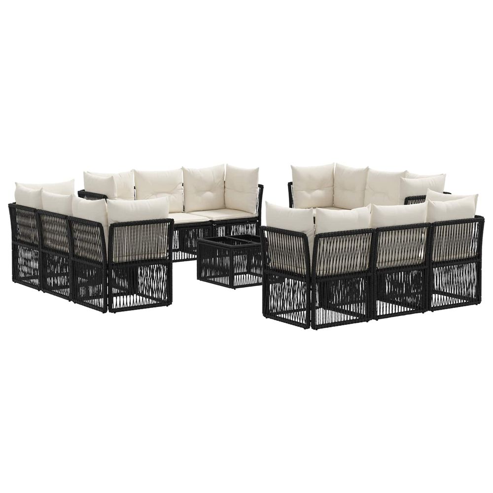 Ensemble de canapé de jardin 13 pc noir polyrotin