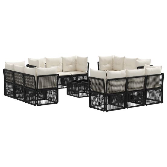 Ensemble de canapé de jardin 13 pc noir polyrotin